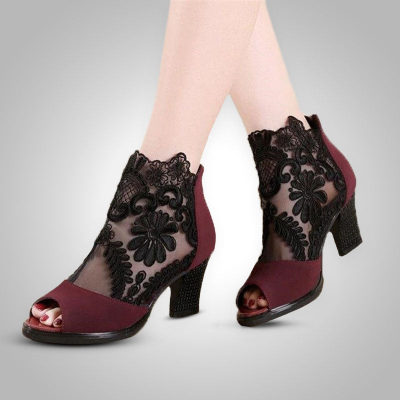 Sophia | Floral Pattern Heels with Moderate Heel Height 1