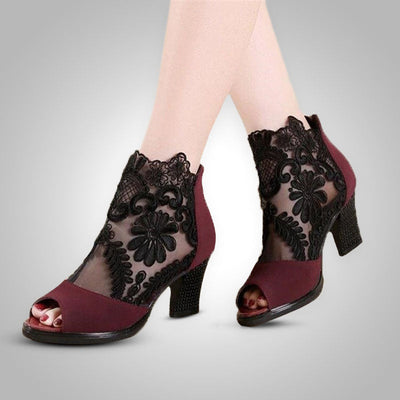 Sophia | Floral Pattern Heels with Moderate Heel Height 1