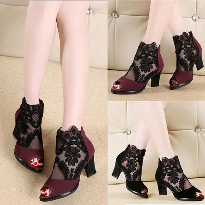 Sophia | Floral Pattern Heels with Moderate Heel Height 8