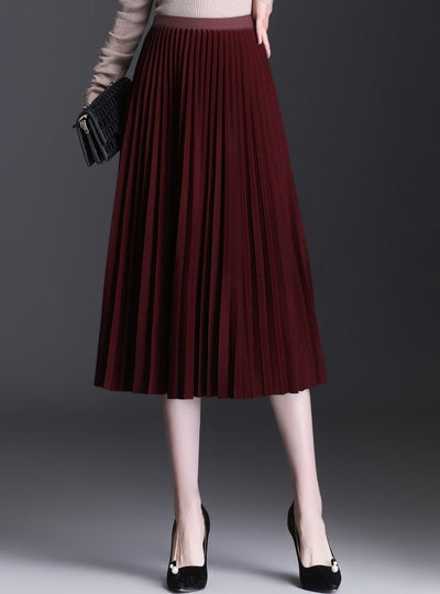 Sophia | High-Waisted Midi Pleated Skirt With Zipper Closure 3