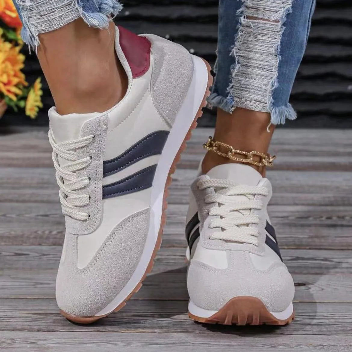 Sophia | Low Cut Breathable Trainers with Sporty Side Detailing 0