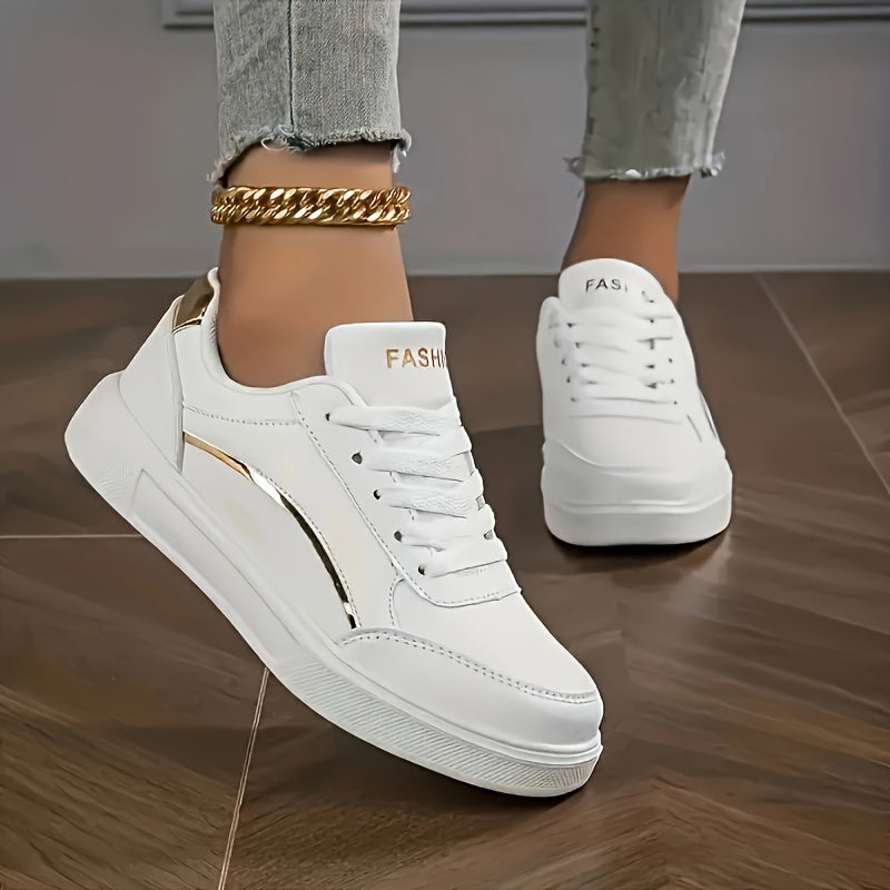 Sophia | Low Top Sneakers with Lace-Up Closure and Gold Hardware 1