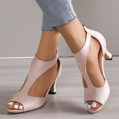 Sophia | Orthopedic Heeled Sandal With T-Strap And Back Zipper 5