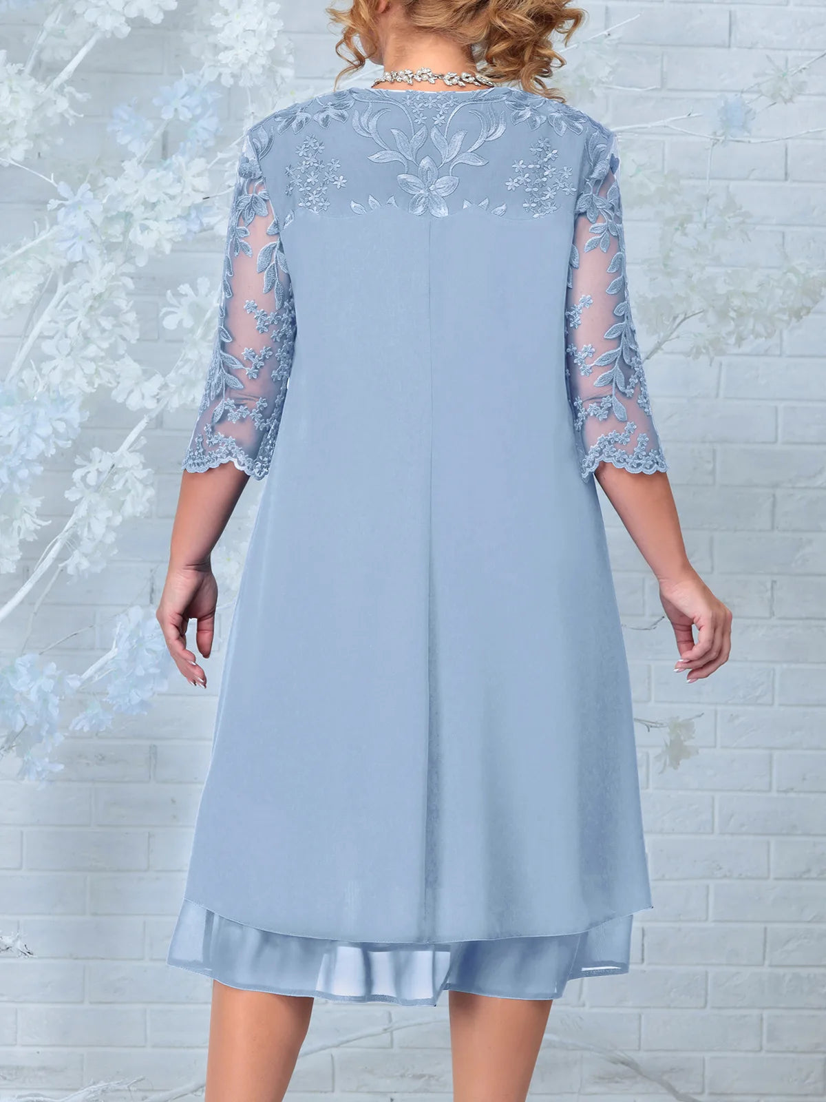 Sophia | Plus Size Formal Dress With Embroidered Sheer Sleeves 3