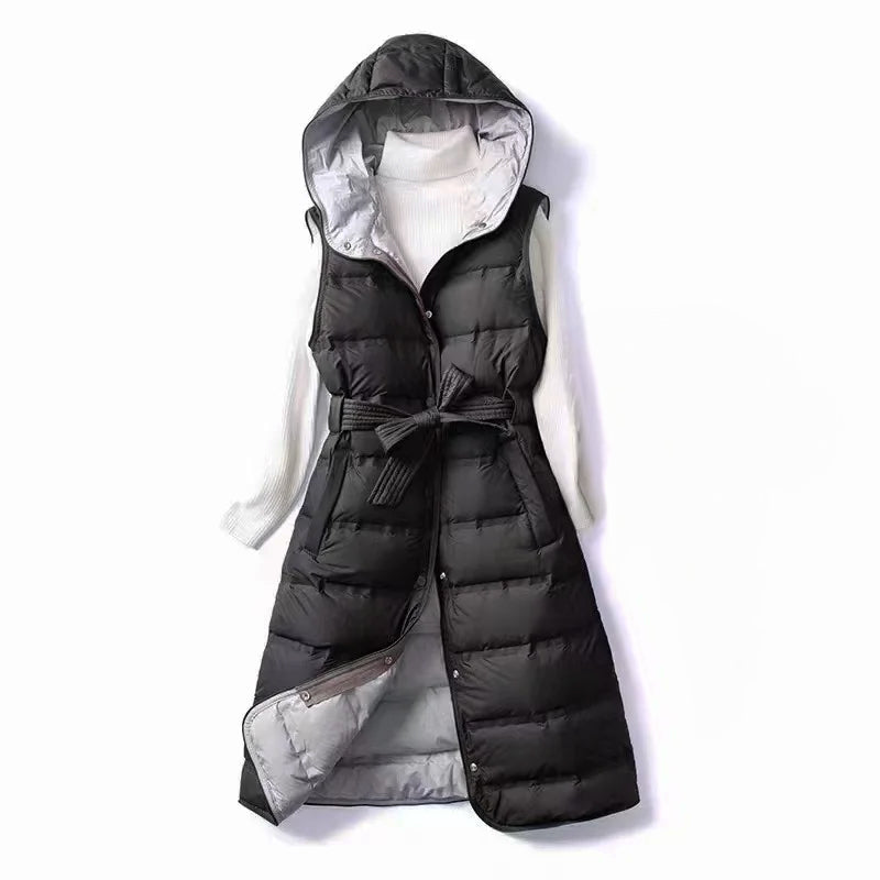 Sophia | Women's Black Hooded Lined Vest 0