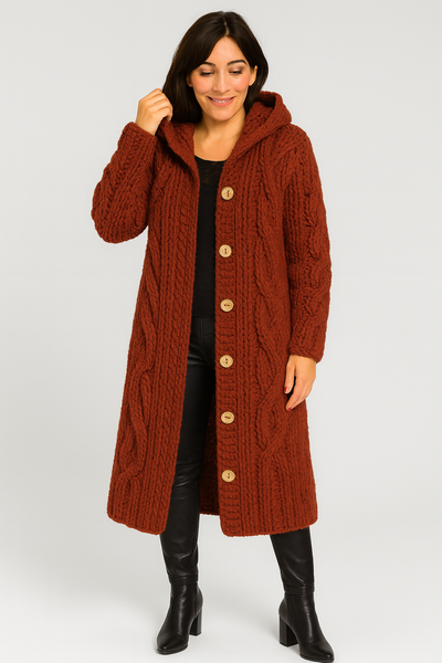 Sophia | Women's Chunky Knit Long Cardigan with Button-Up Front 4