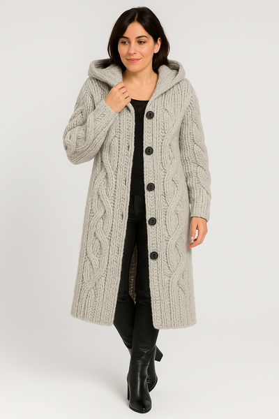 Sophia | Women's Chunky Knit Long Cardigan with Button-Up Front 9