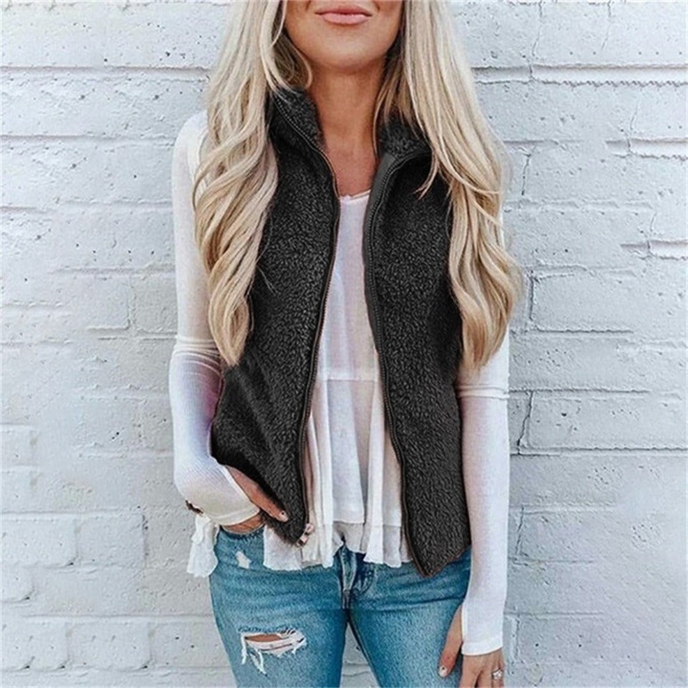 Sophia | Women's Fleece Relaxed Fit Vest with Zipper Front 4