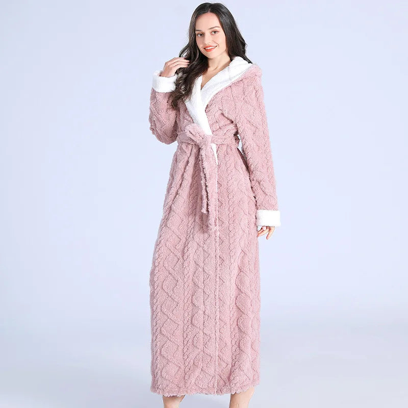 Sophia | Women's Hooded Bathrobe Flannel with Pockets 2
