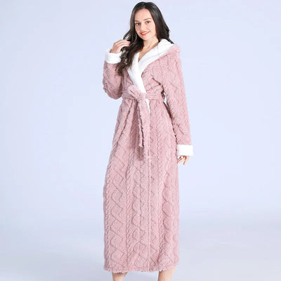 Sophia | Women's Hooded Bathrobe Flannel with Pockets 2