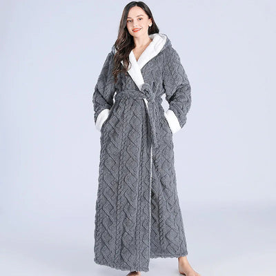 Sophia | Women's Hooded Bathrobe Flannel with Pockets 4