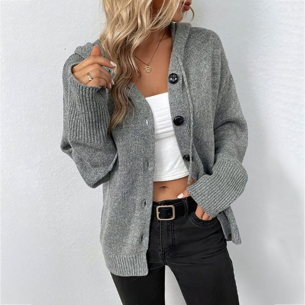 Sophia | Women's Hooded Knit Vest with Button Front 2