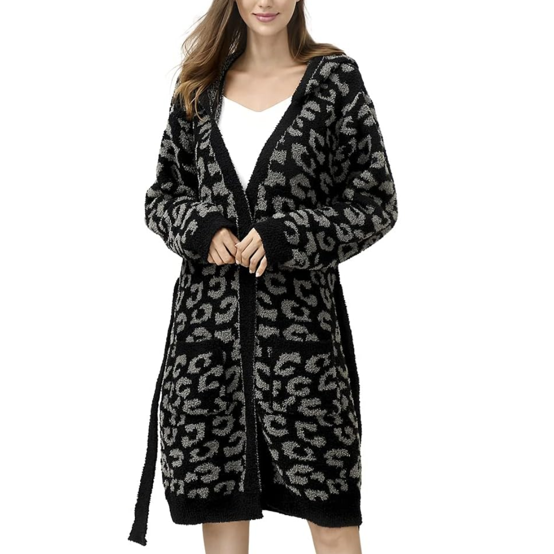 Sophia | Women's Leopard Print Spa Robe with Pockets 4