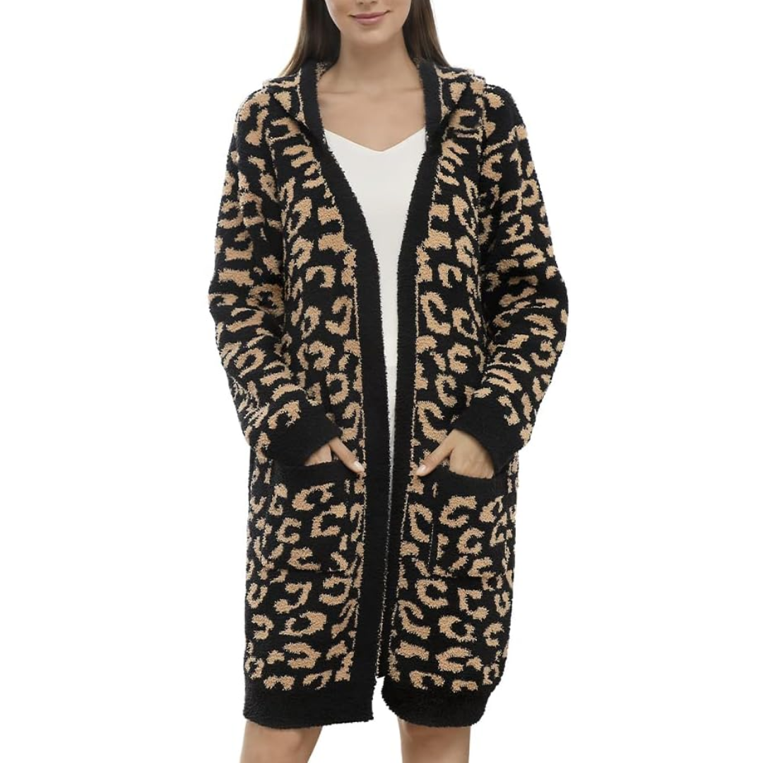 Sophia | Women's Leopard Print Spa Robe with Pockets 5