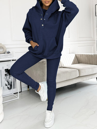 Sophia | Women's Loungewear Set Oversized Hoodie & Leggings with Button Details 12