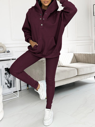 Sophia | Women's Loungewear Set Oversized Hoodie & Leggings with Button Details 5