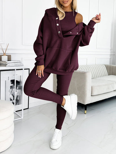 Sophia | Women's Loungewear Set Oversized Hoodie & Leggings with Button Details 6