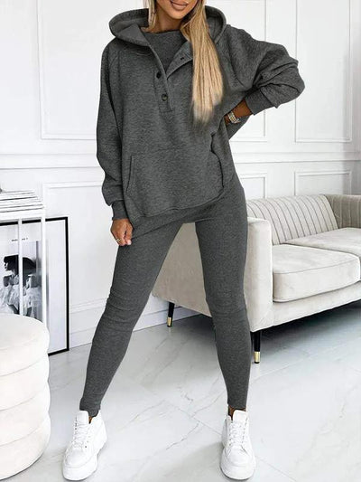 Sophia | Women's Loungewear Set Oversized Hoodie & Leggings with Button Details 9
