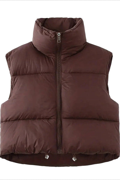 Sophia | Women's Oversized Quilted Puffer Vest with High Collar 2