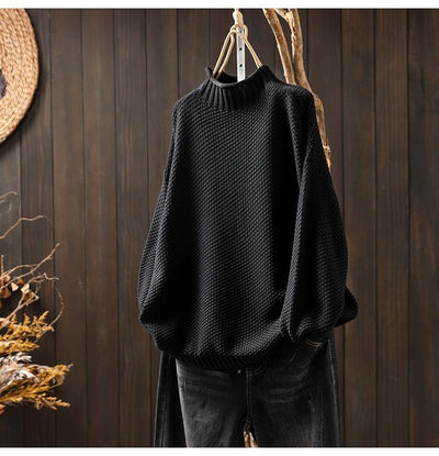 Sophia | Women's Oversized Sweater Waffle Knit Mock Neck 0