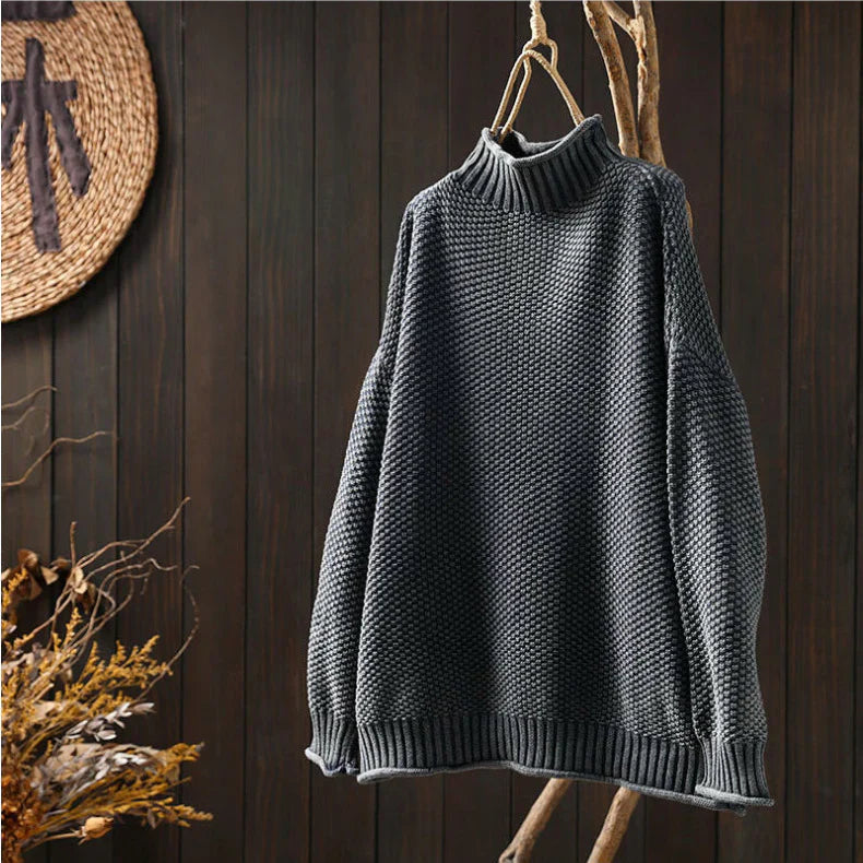Sophia | Women's Oversized Sweater Waffle Knit Mock Neck 1