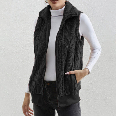 Sophia | Women's Sleeveless Jacquard Fleece Vest with Zip Front 4