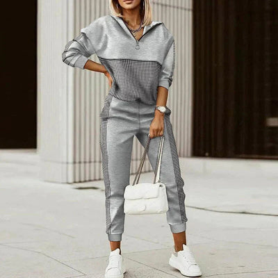 Sophia | Women's Tracksuit Set With Zipper Top and Patterned Accents 3