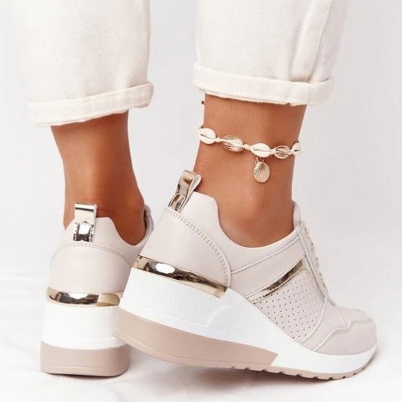 Sophia | Women's White Wedge Sneakers with Hidden Lift 1
