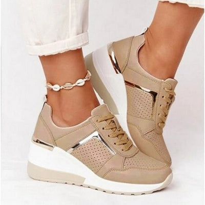Sophia | Women's White Wedge Sneakers with Hidden Lift 2