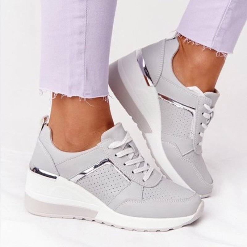 Sophia | Women's White Wedge Sneakers with Hidden Lift 4