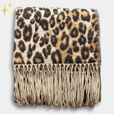 Sophia | Women's XL Wool Scarf With Leopard Print 7
