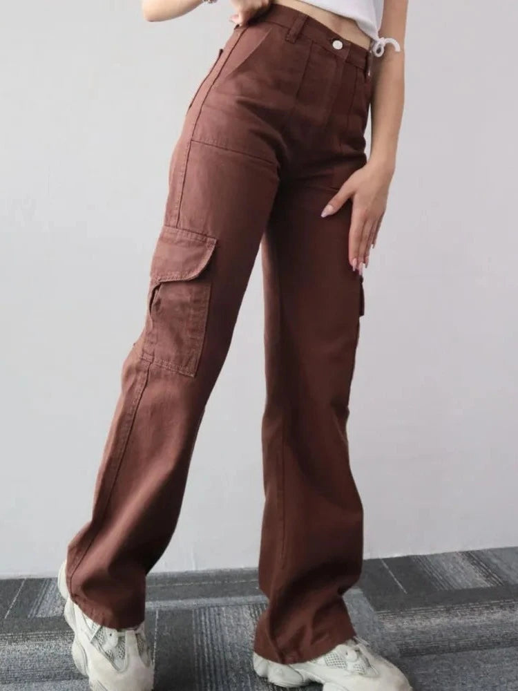 Sophie | Women's High Waist Cargo Trousers With Pockets 1