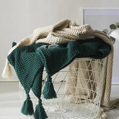 Sophie | Wool Blanket Knitted Scandinavian Design with Fringes 1