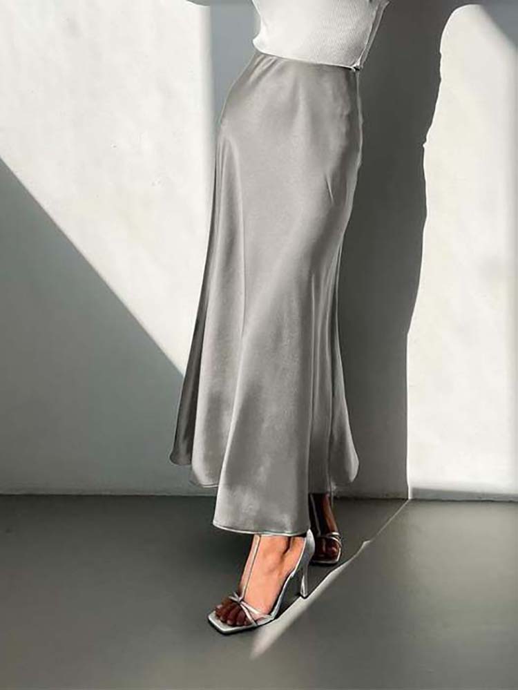 Stacy | Satin Midi Skirt