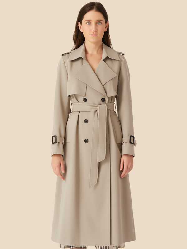 Victoria | Women's Classic Double-Breasted Trench Coat with Adjustable Belt 10