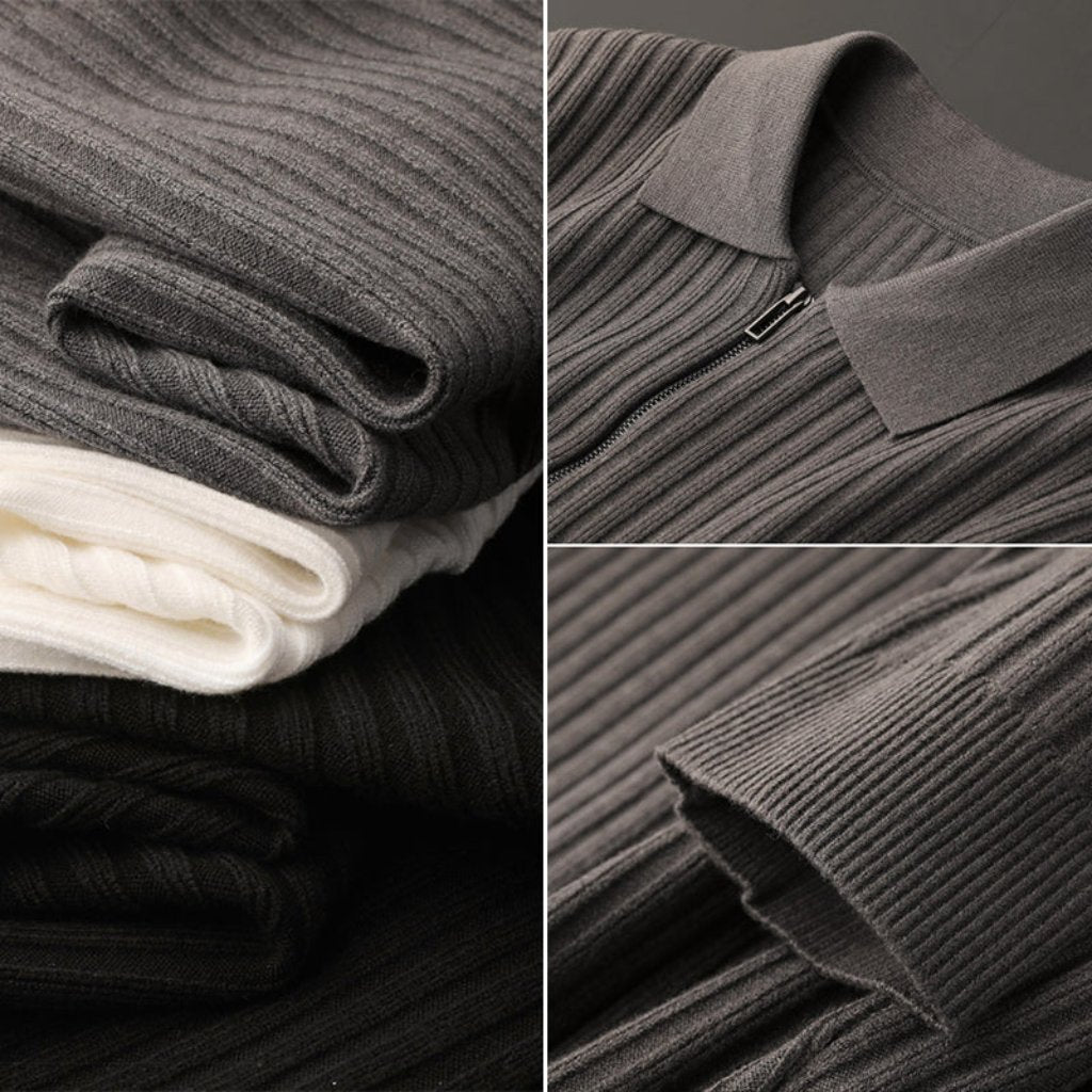 William | Men’s Long Sleeve Polo Shirt With Collar And Button Placket 7