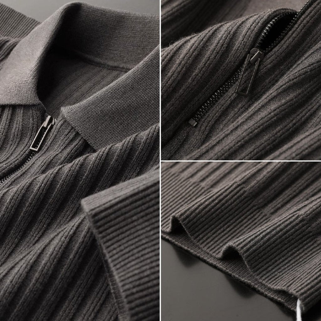 William | Men’s Long Sleeve Polo Shirt With Collar And Button Placket 8