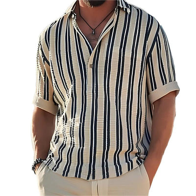 William | Men’s Shirt Striped Short Sleeve With V-Neck 0