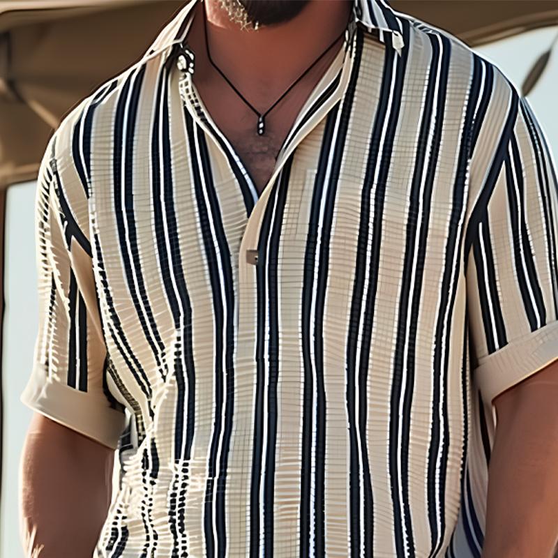 William | Men’s Shirt Striped Short Sleeve With V-Neck 2