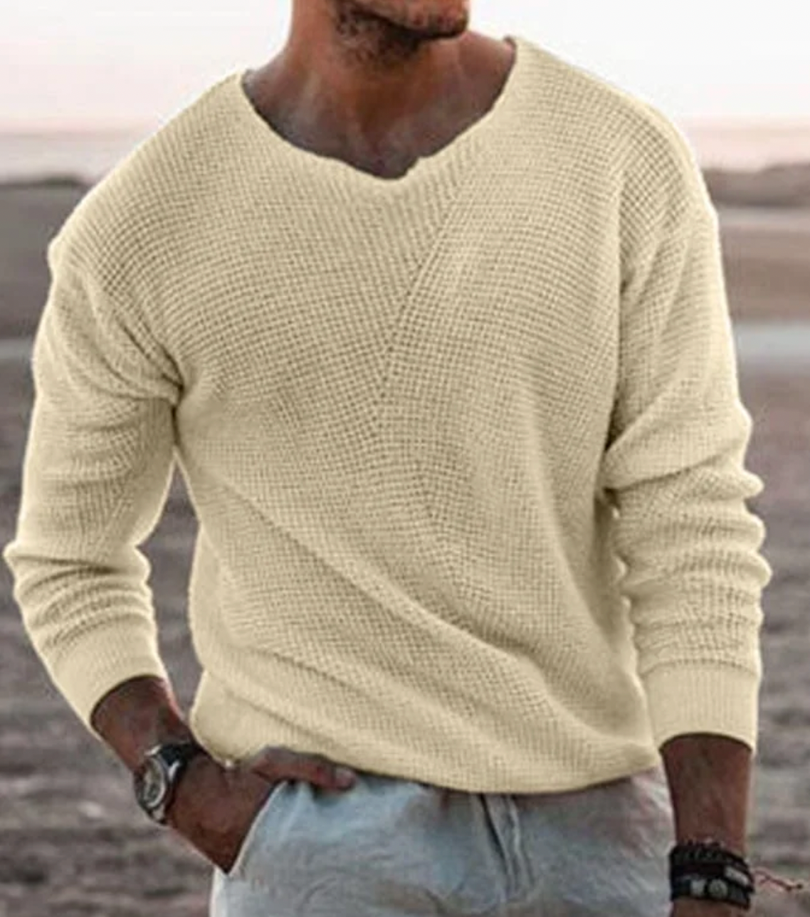 William | Men’s Sweater V-Neck Knitted Breathable Design 0