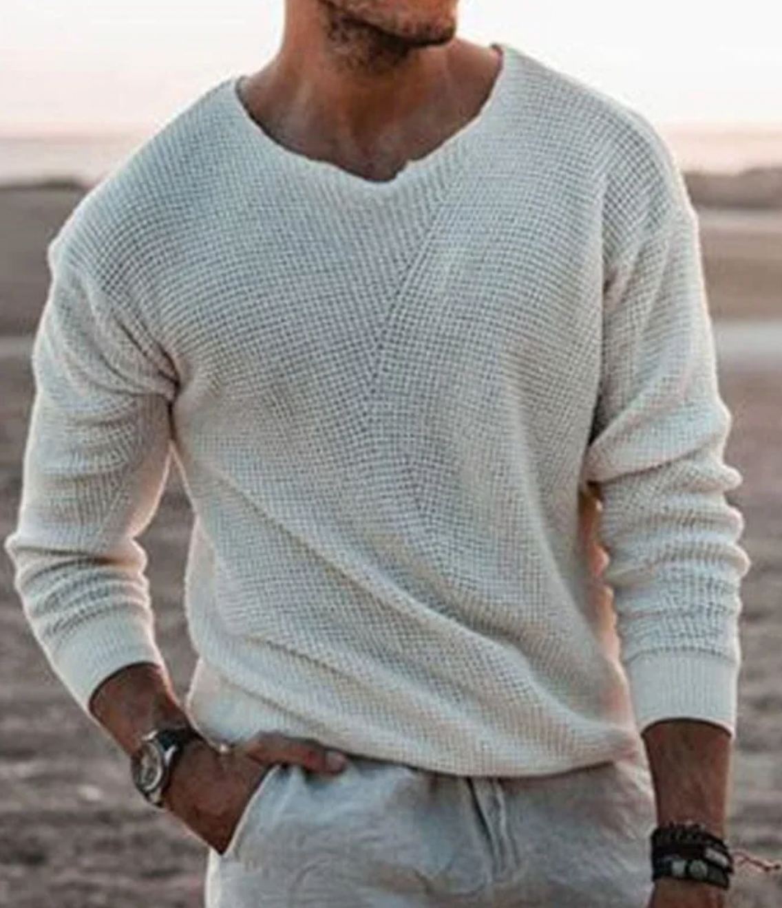William | Men’s Sweater V-Neck Knitted Breathable Design 1