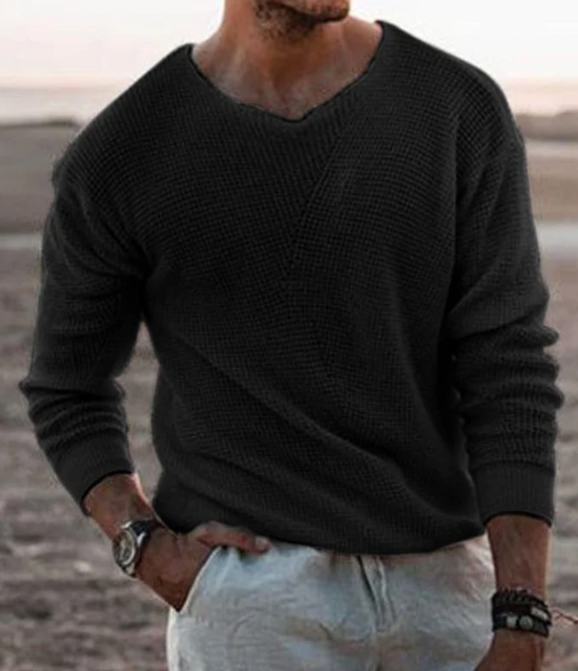 William | Men’s Sweater V-Neck Knitted Breathable Design 2