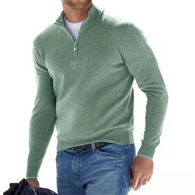 William | Men’s Sweater V-Neck With Zipper Smooth Design 8