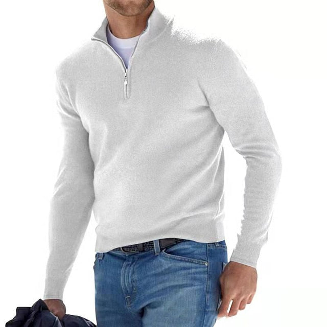 William | Men’s Sweater V-Neck With Zipper Smooth Design 9