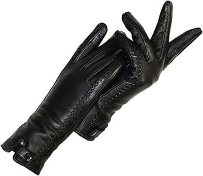Elina | Women's Black Leather Gloves